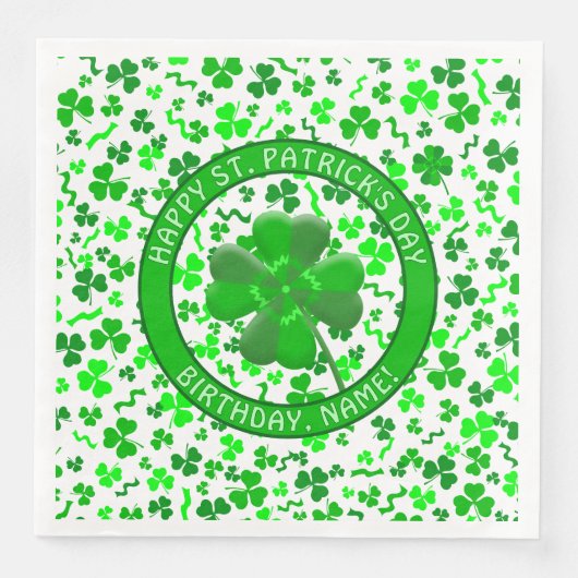 St Patrick's Day Birthday Shamrocks Personalized (正面)