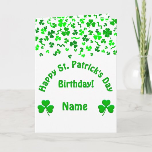 St Patrick's Day Birthday Shamrocks Personalized カード (正面)