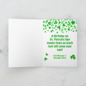 St Patrick's Day Birthday Shamrocks Personalized カード (内部)