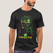 St Patricks Day Black Cat Leprechaun Shamrock Funn Tシャツ (正面)