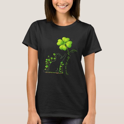 St Patricks Day Black Cat My Lucky Charm Shamrock Tシャツ (正面)