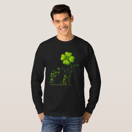 St Patricks Day Black Cat My Lucky Charm Shamrock Tシャツ (正面フル)