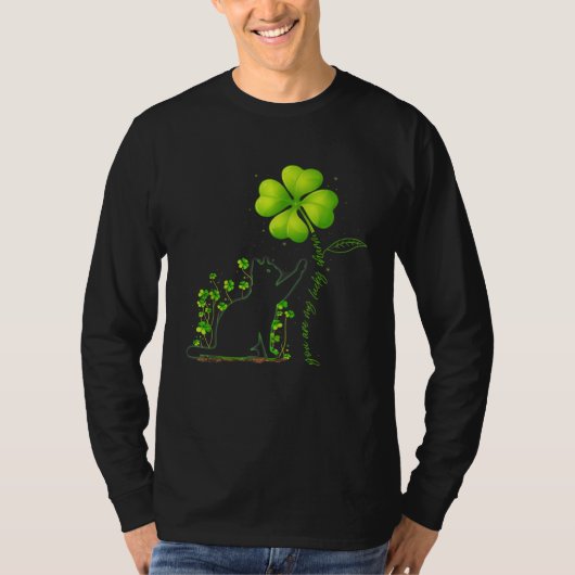 St Patricks Day Black Cat My Lucky Charm Shamrock Tシャツ (正面)