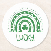 St.Patrick's Day Boho Rainbow Lucky Coaster (Edit) ラウンドペーパーコースター (正面)