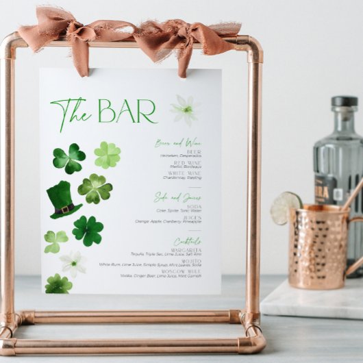 St. Patrick's Day Bridal Bar Menu Cocktail Drinks 台座サイン