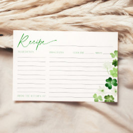 St. Patricks Day Bridal Shower Green Recipe Card 招待状