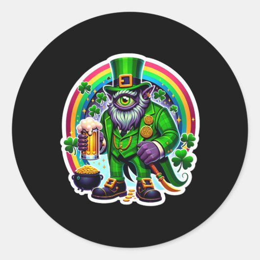 St Patrick's Day Bylor Of The Evil Eye Irish Demon ラウンドシール (正面)