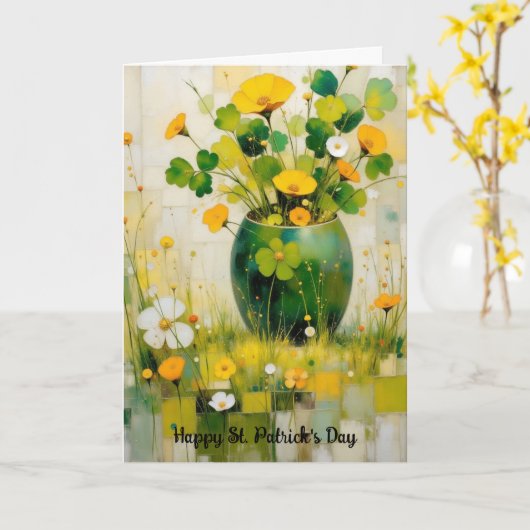 St. Patrick's Day Card with Green Vase カード (黄色い花)