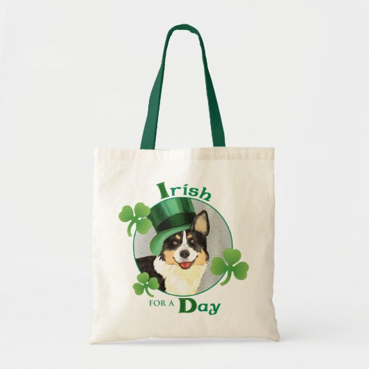St. Patrick's Day Cardigan Welsh Corgi トートバッグ (正面)