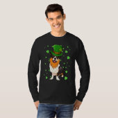 St Patricks Day Cardigan Welsh Corgi Dog Shamrock Tシャツ (正面フル)