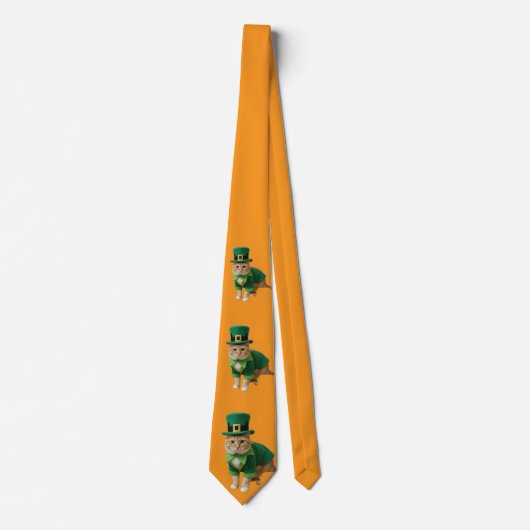 St Patrick's Day Cat Orange  ネクタイ (正面)