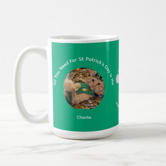 St Patrick's Day Cat Photo Specialty Mug コーヒーマグカップ (左)