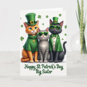 St Patricks Day Cats Big Sister Card カード (正面)