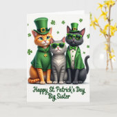 St Patricks Day Cats Big Sister Card カード (黄色い花)