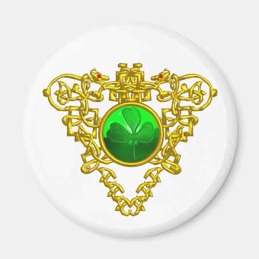 ST. PATRICK'S DAY CELTIC HEART SHAMROCK 白 マグネット (正面)