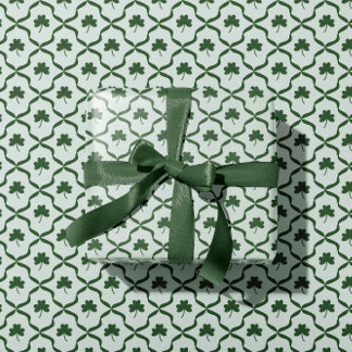 St. Patrick's Day Classic Green Shamrock Lattice  ラッピングペーパー