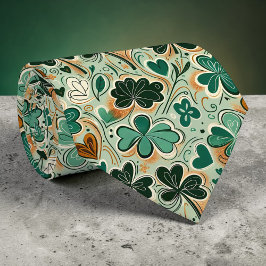 St. Patrick's Day Clover Custom Necktie ネクタイ