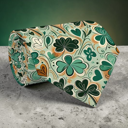 St. Patrick's Day Clover Custom Necktie ネクタイ