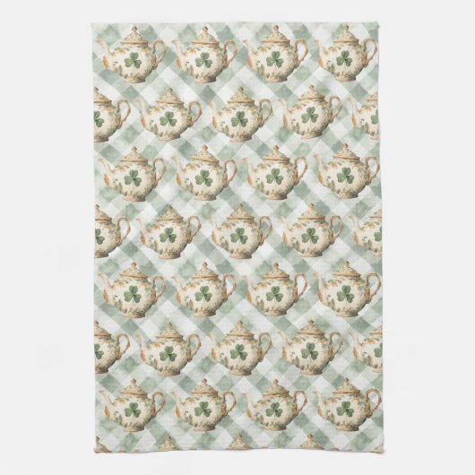 St Patrick's Day Clover Tea Pot キッチンタオル (縦)