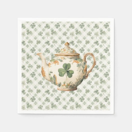  St Patrick's Day Clover Tea Pot スタンダードカクテルナプキン (正面)