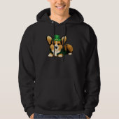 St Patrick's Day Corgi Dog Irish Shamrock Leprecha パーカ (正面)
