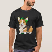 St Patrick's Day Corgi Dog Irish Shamrock Leprecha Tシャツ (正面)