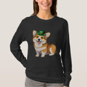 St Patrick's Day Corgi Dog Irish Shamrock Leprecha Tシャツ (正面)