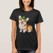 St Patrick's Day Corgi Dog Irish Shamrock Leprecha Tシャツ (正面)
