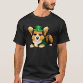 St Patrick's Day Corgi Dog Irish Shamrock Leprecha Tシャツ (正面)
