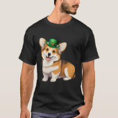 St Patrick's Day Corgi Dog Irish Shamrock Leprecha Tシャツ (正面)