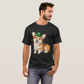 St Patrick's Day Corgi Dog Irish Shamrock Leprecha Tシャツ (正面フル)