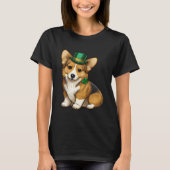 St Patrick's Day Corgi Dog Irish Shamrock Leprecha Tシャツ (正面)