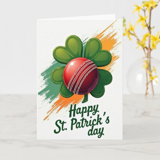 St Patricks Day Cricket Ball Card カード (黄色い花)