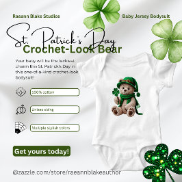 St. Patrick's Day Crochet-Look Bear  ベビーボディスーツ