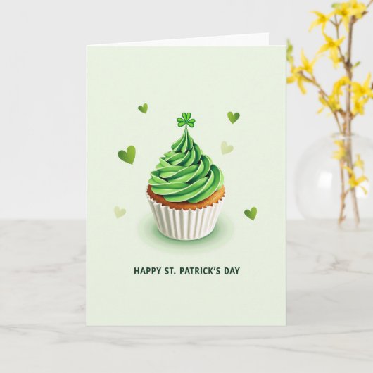 St Patricks Day Cupcake Card カード (黄色い花)