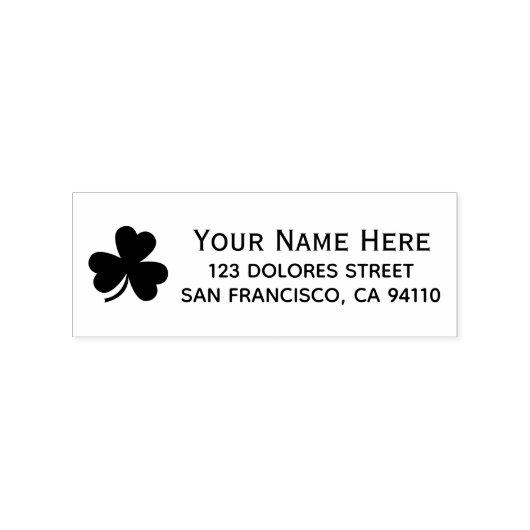 St Patrick's Day Custom Name & Address Shamrock ラバースタンプ (インプリント)