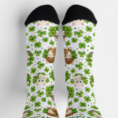 St. Patrick's Day Cute Kitten & Shamrock Cat Lover ソックス (上部)