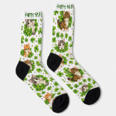 St. Patrick's Day Cute Kitten & Shamrock Cat Lover ソックス (右)