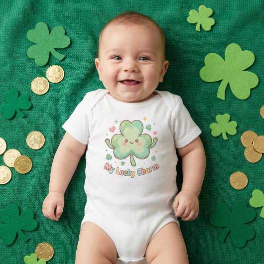 St. Patrick's Day Cute "My Lucky Charm" Clover ベビーボディスーツ