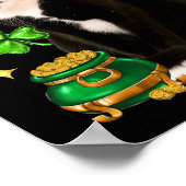 St Patricks Day Cute Tuxedo Cat Shamrock Irish Cat ポスター (角)