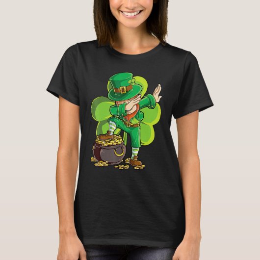 St Patricks Day Dabbing Leprechaun Boys Men Funny  Tシャツ (正面)