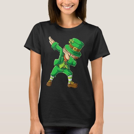 St Patricks Day Dabbing Leprechaun Boys Men Funny  Tシャツ (正面)