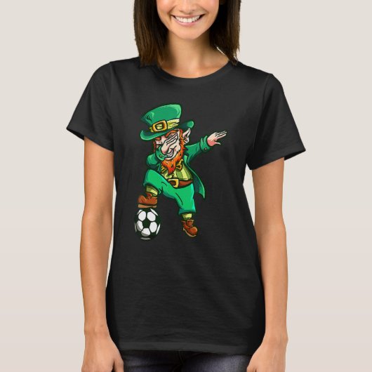 St Patricks Day Dabbing Leprechaun Soccer Boys Kid Tシャツ (正面)