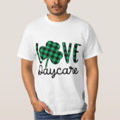 St Patricks Day Daycare Teacher Plaid Shamrock  Tシャツ (正面)