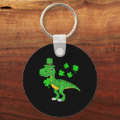 St Patricks Day Dinosaur Shamrock Leprechaun Hat K キーホルダー (正面)