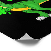 St Patricks Day Dinosaur Shamrock Leprechaun Hat K ポスター (角)