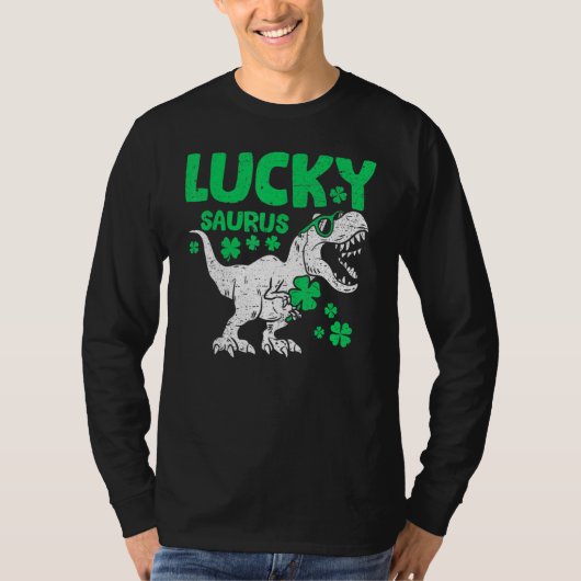 St Patricks Day Dinosaur Shirt Boys Kids Toddler L Tシャツ (正面)