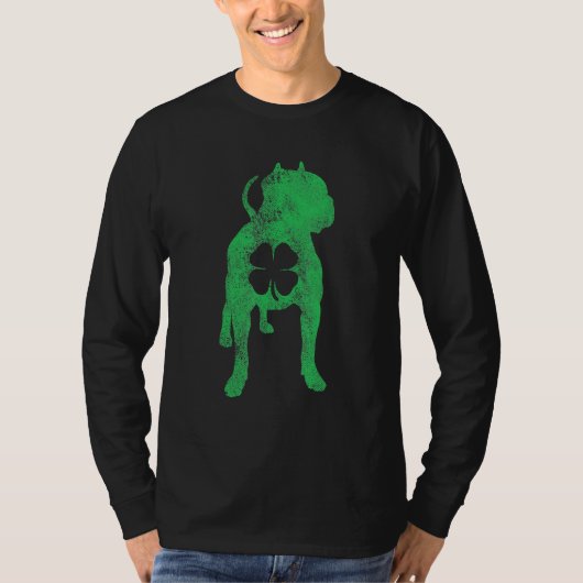St Patrick's Day Dog Pit Bull Shamrock Clover Iris Tシャツ (正面)