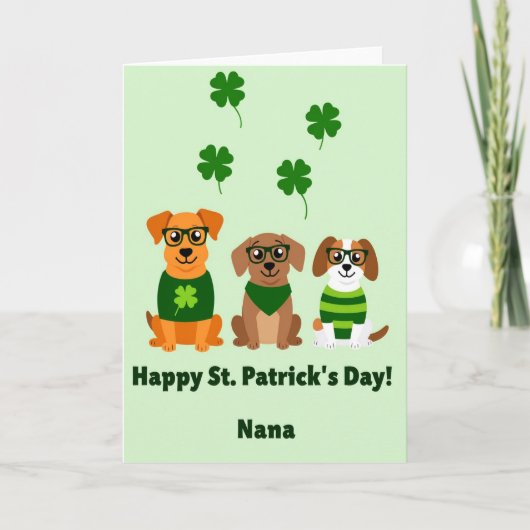 St Patricks Day Dogs Nana Card カード (正面)