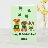 St Patricks Day Dogs Nana Card カード (黄色い花)